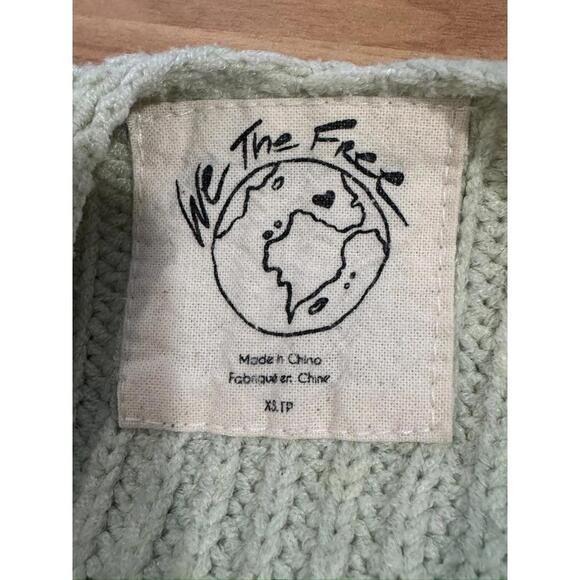 Free People We The Free Mint Green Crochet Trendy Boho Sweater Sz XS - Picture 4 of 6